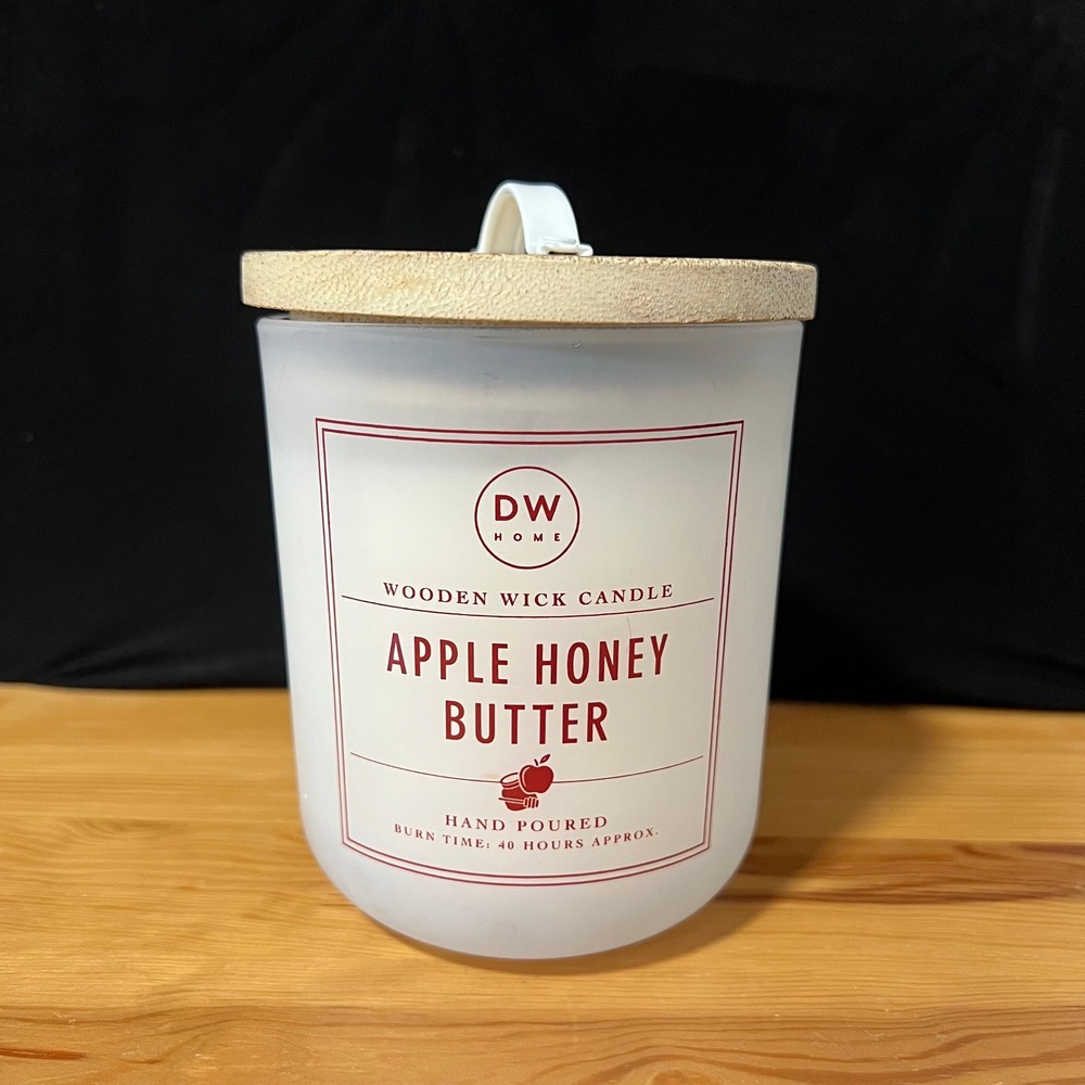 DW Home Apple Honey Butter Wooden Wick Scented Candle 11.8oz Frosted 40 hours